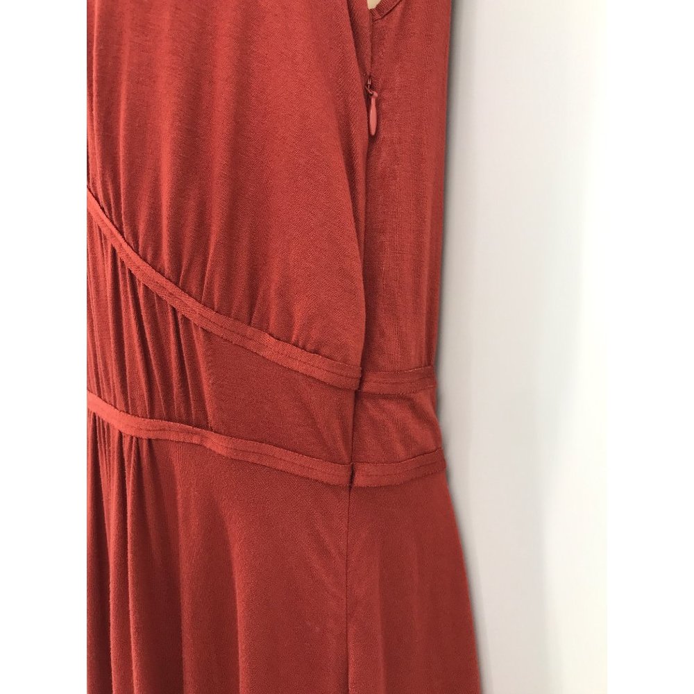 Boden Elina Midi Sleeveless Jersey V-Neck Dress Rust 4 Regular - Picture 4 of 8